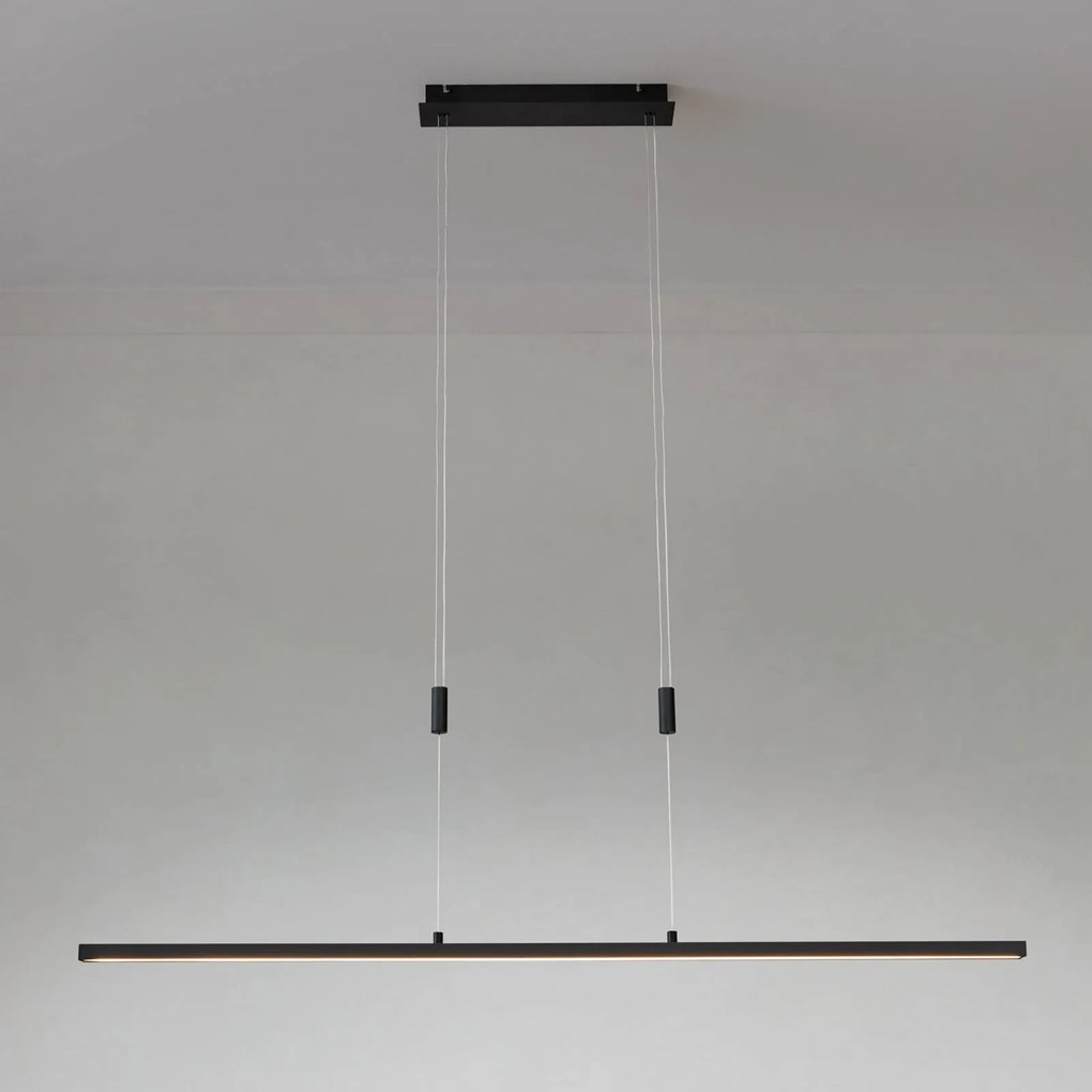 Lampada LED a sospensione Arneja di Lindby, nera, CCT, regolabile in altezza dimmerabile, Nero, Soggiorno / Sala da pranzo, Alluminio, Moderno