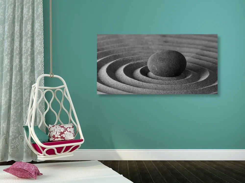 Stampa su tela – Pietra meditativa in bianco e nero