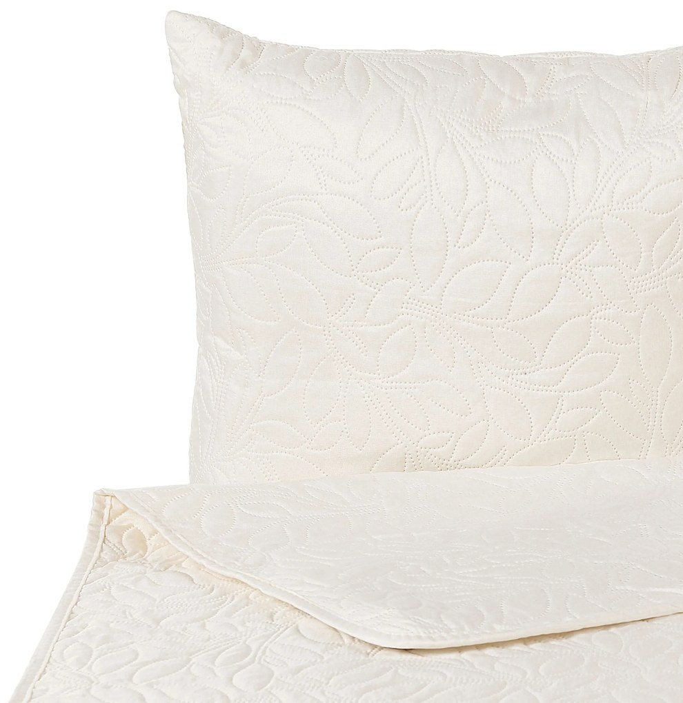 Copriletto trapuntato con cuscini crema 140 x 210 cm RUDKHAN Beliani