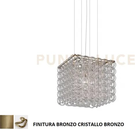 Giogali sospensione cub cristallo bronzo e bronzo opaco  3 luci att...