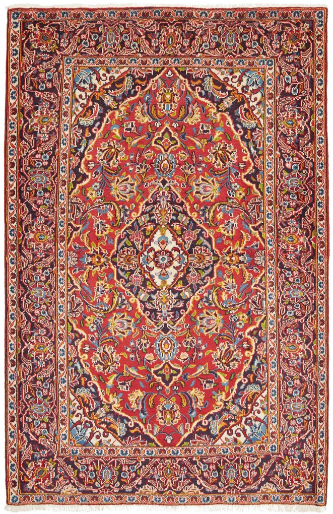 Kashan Tappeto 110 x 170 Rosso (Iran) Annodato A Mano