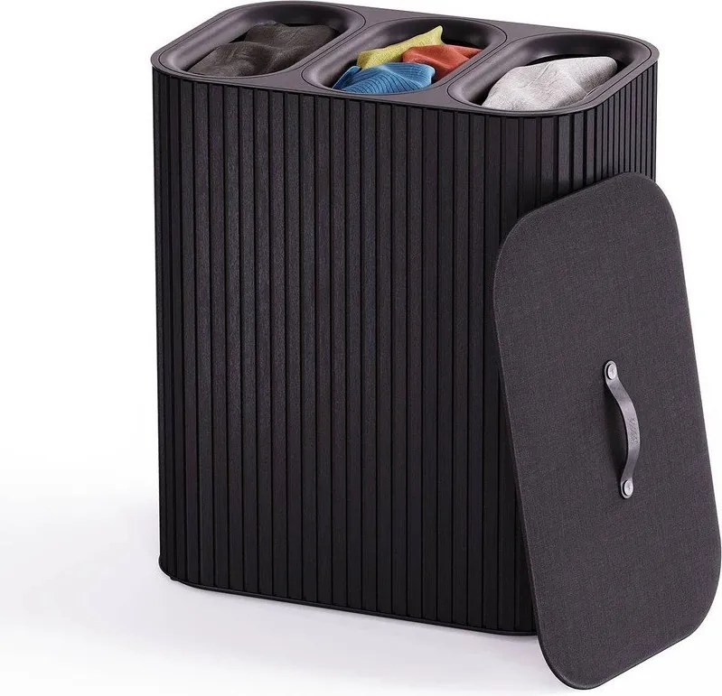 Cesta per il bucato nera in bambù 3x30 l Tota Trio Luxe – Joseph Joseph