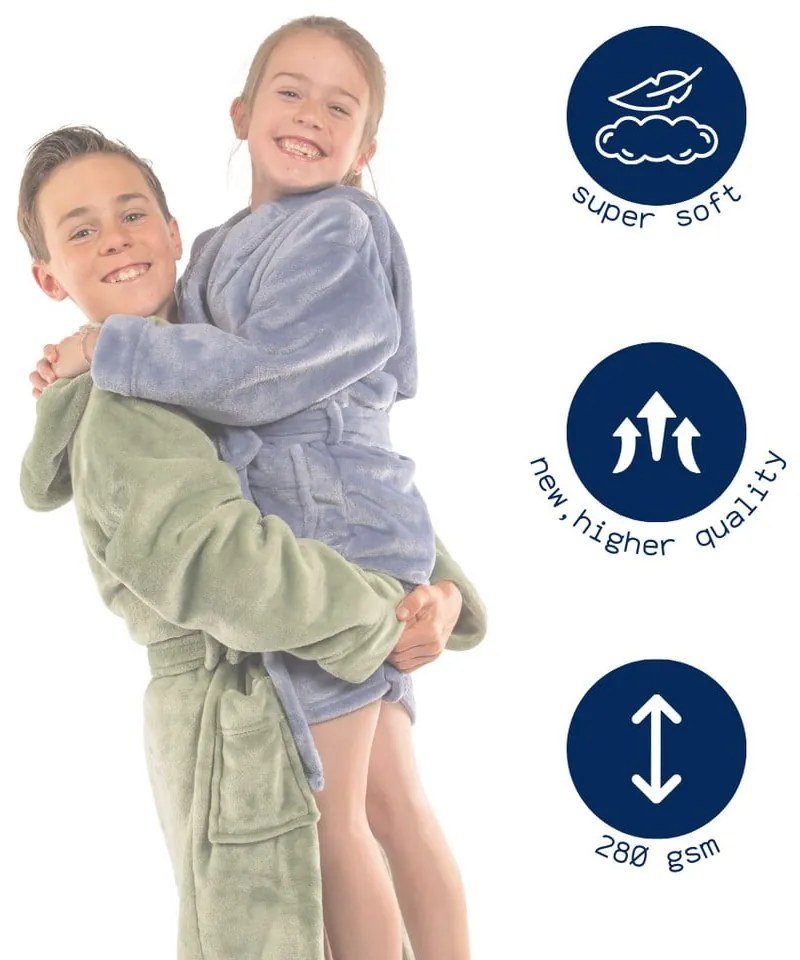 Accappatoio per bambini blu in micropile Delux – Tiseco Home Studio