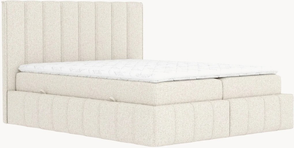 Letto boxspring in bouclé fatto a mano con contenitore Moretti, H4