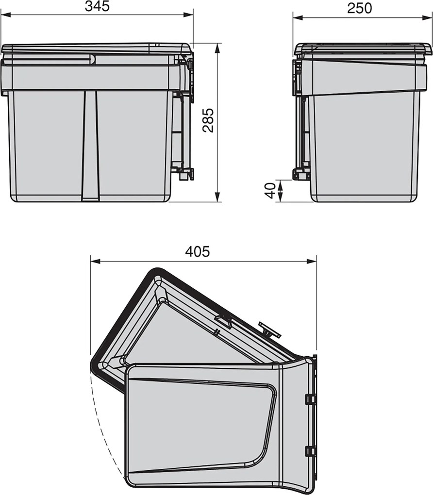 Pattumiera Differenziata per Anta Mobile Cucina 15L Apertura Automatica Emuca Grigio Antracite...