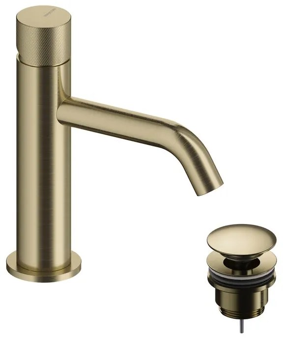 Rubinetto per lavabo a canna bassa Loop K oro spazzolato in ottone SANYCCES