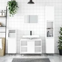 Set Mobili da Bagno 3 pz Bianco Lucido in Legno Multistrato 3190301