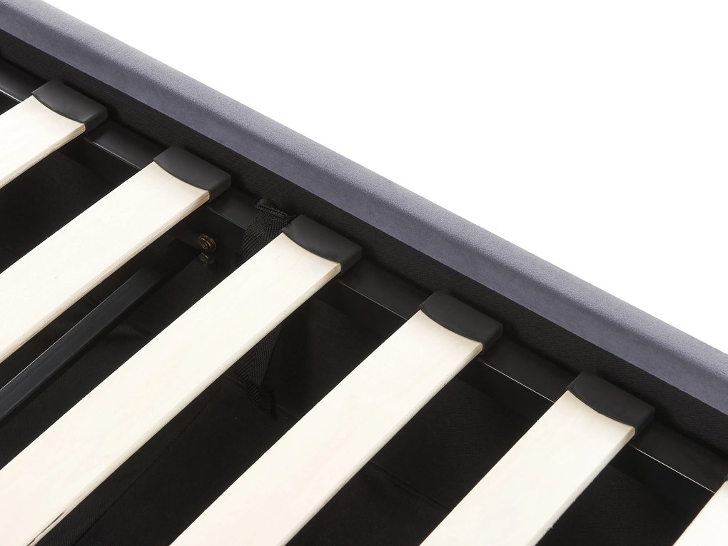 Letto matrimoniale con contenitore velluto grigio scuro 140 x 200 cm ROUEN Beliani