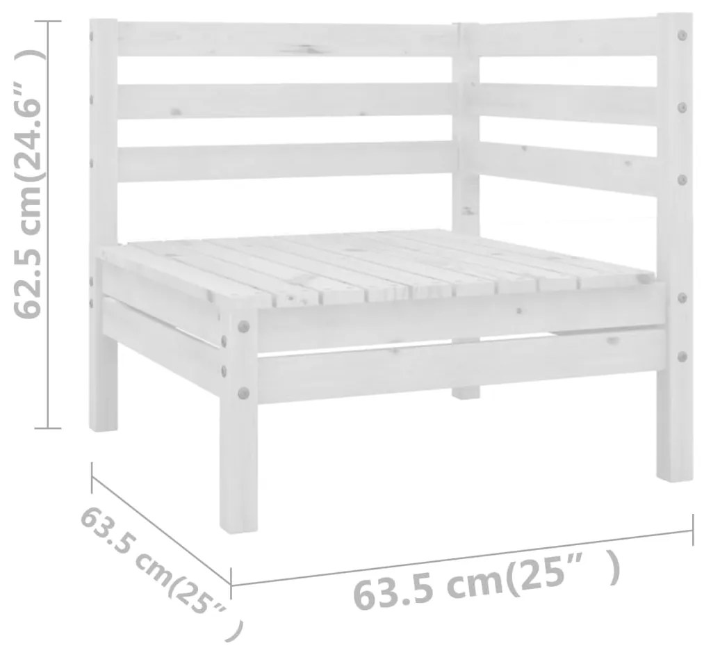 Set Divani da Giardino 4 pz Bianco in Legno Massello di Pino