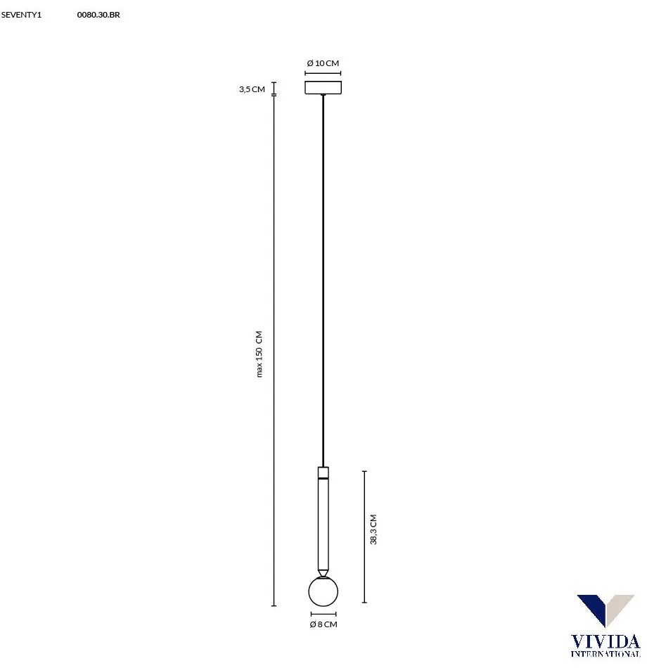 Seventy sospensione 1 luce marrone ossidato 1x2w+1x4w 3000k