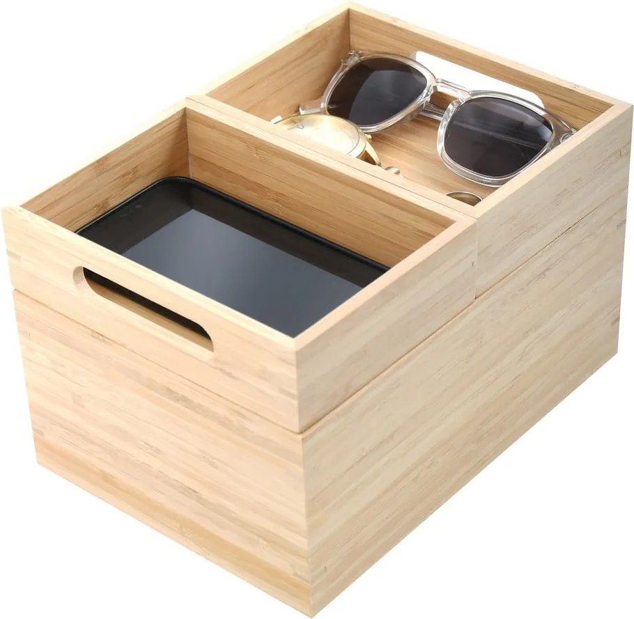 Organizer da bagno di colore naturale in bambù per cosmetici Isalys – MSV