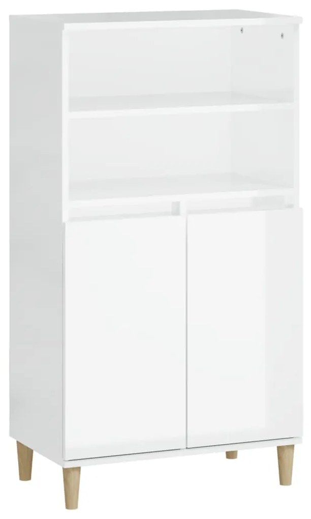 Credenza Bianco Lucido 60x36x110 cm in Legno Multistrato