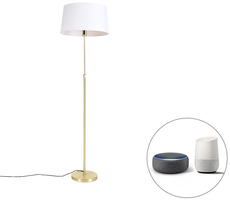 Lampada da terra intelligente oro con paralume in lino bianco 45 cm incl. Wifi A60 - Parte