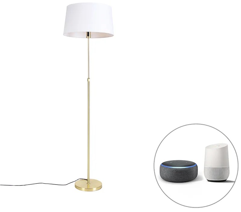 Smart lampada da terra oro con paralume in lino bianco 45 cm incluso Wifi A60 - Parte