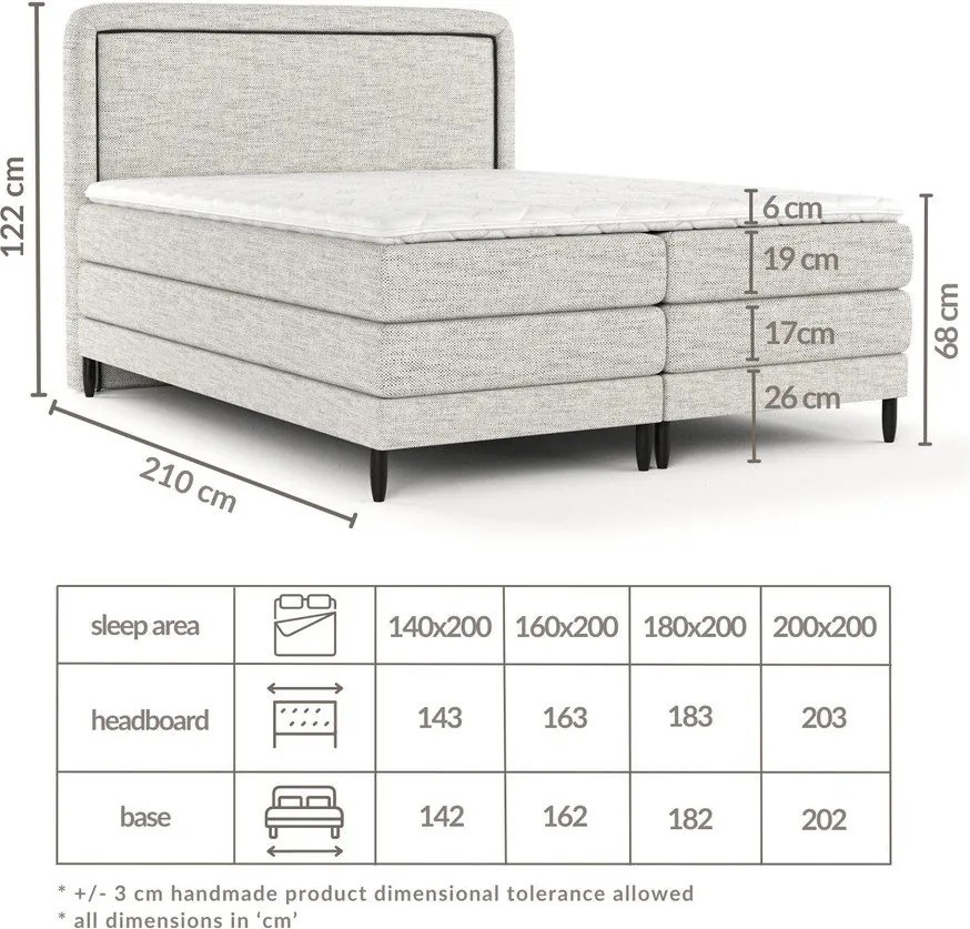 Letto boxspring crema 180x200 cm Dove - Maison de Rêve