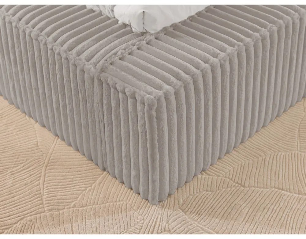 Letto matrimoniale imbottito grigio con contenitore e rete inclusi 140x200 cm Cloe – Ropez