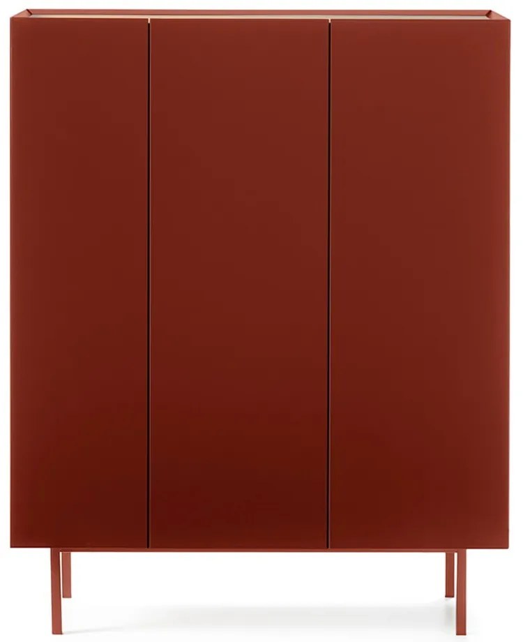 Cassettiera alta rossa effetto rovere95x120 cm Arista - Teulat