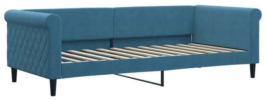 Divano letto con materasso blu 90x200 cm in velluto