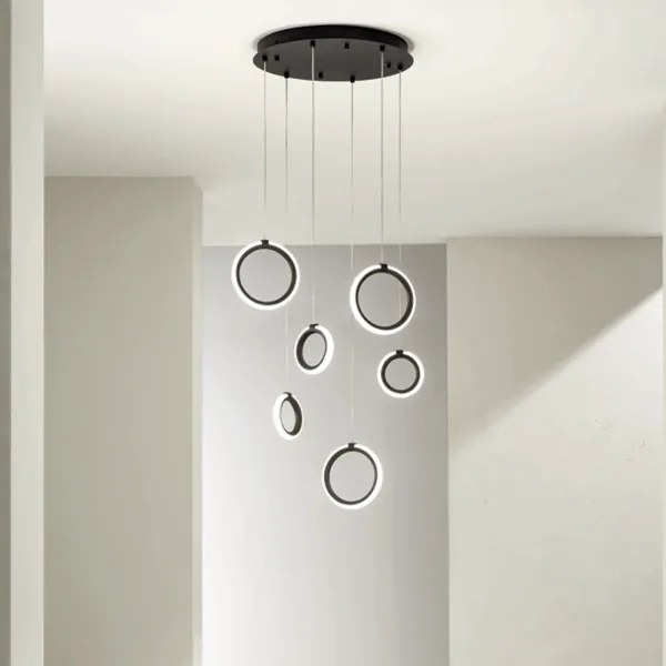 Lampada a sospensione in metallo verniciato 6 Luci NERO 45 cm a Led PINTA