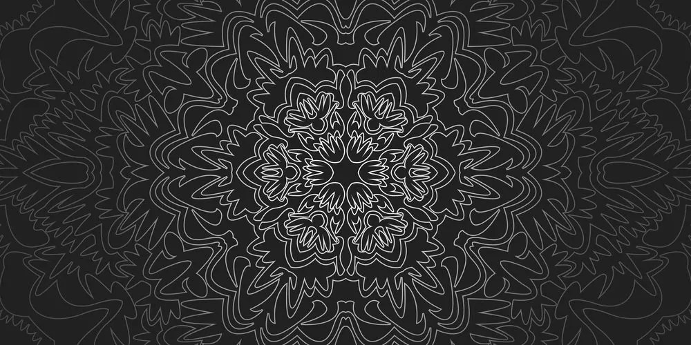 Quadro su tela – Mandala ornamentale in bianco e nero