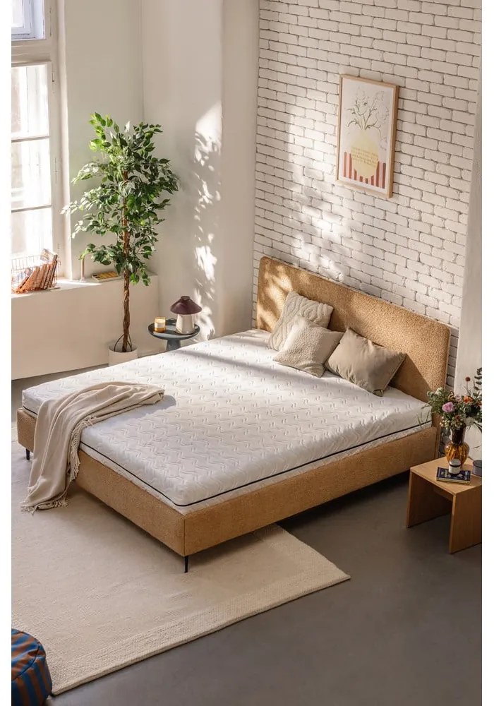 Letto matrimoniale imbottito beige con materasso incluso/con rete inclusa 160x200 cm Noira Slim – Bonami Selection