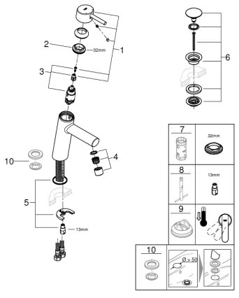 GROHE 23932001 - Miscelatore lavabo EUROSMART, misura M, cromo lucido