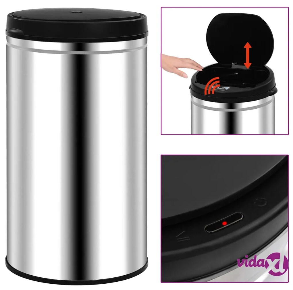 vidaXL Pattumiera Automatica con Sensore 60 L in Acciaio Inossidabile