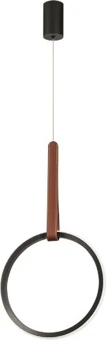 Lampada a sospensione Led REGOLI in metallo D30 cm con elemento in ecopelle CIRCLE
