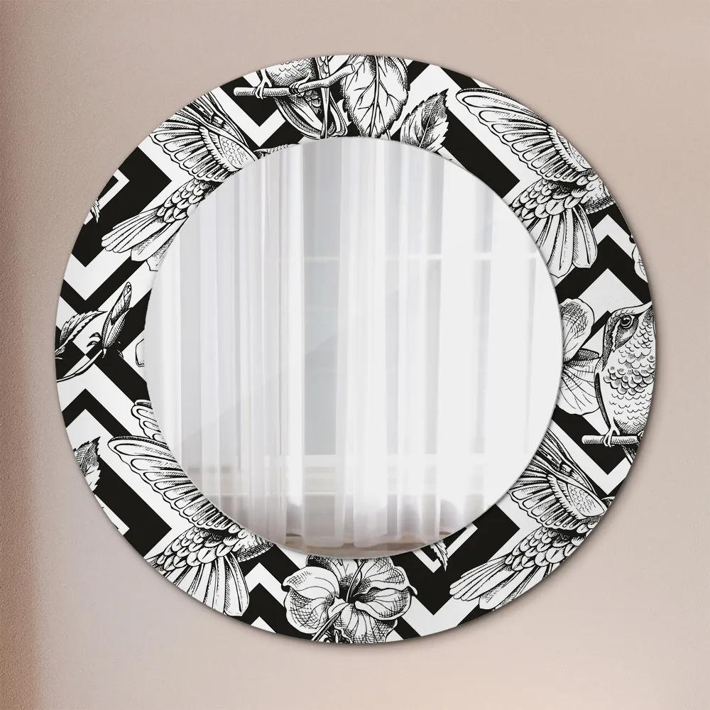 Specchio rotondo stampato Colibrì fi 50 cm