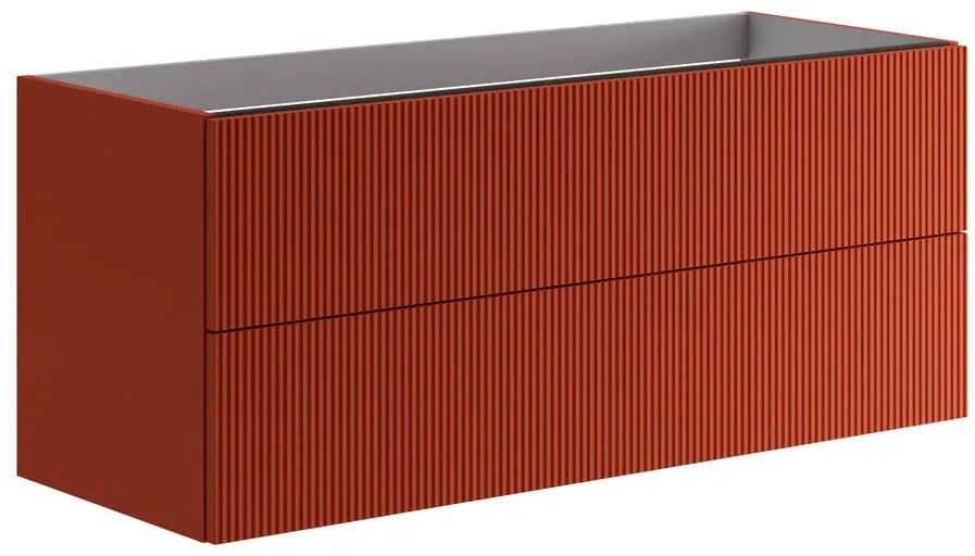 Mobile da bagno sospeso sotto lavabo L 119.5 x H 50 x P 45.5 cm rosso opaco, 2 cassetti VISOBATH Opera
