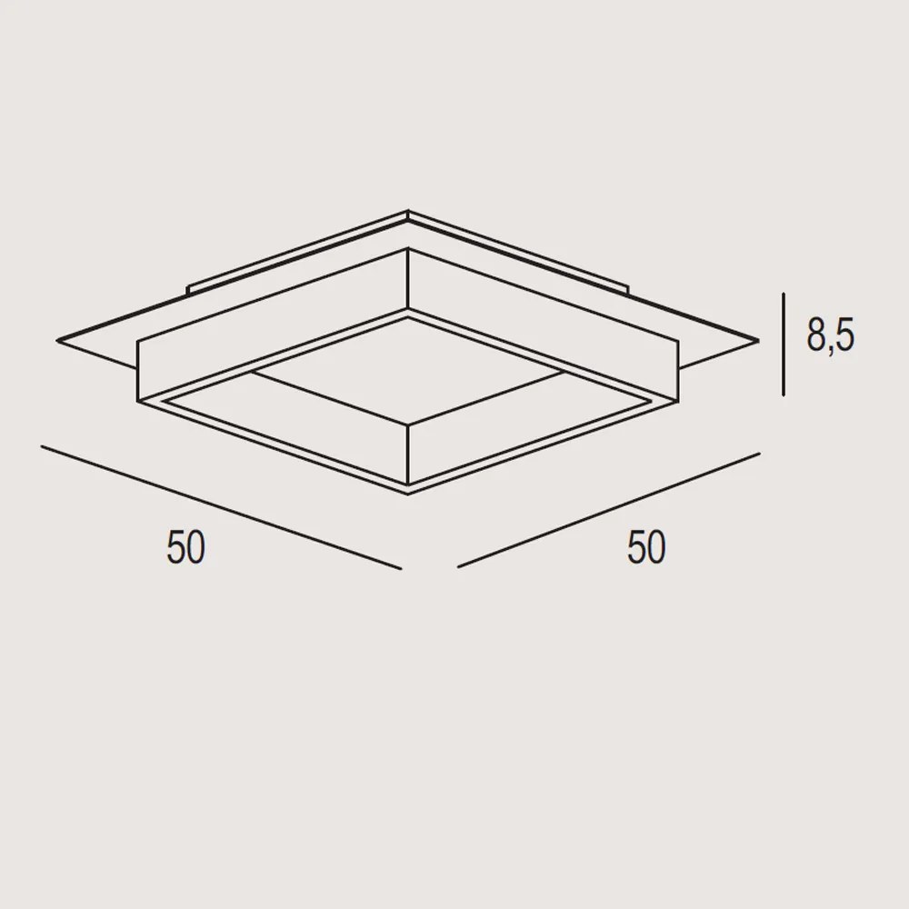 Plafoniera Contemporanea Square Metallo Ruggine Led 40W