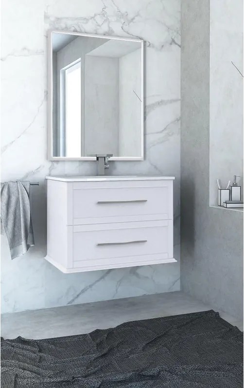 Specchio con illuminazione integrata Tiffany BADEN HAUS L 73 x H 90 x P 4 cm bianco opaco