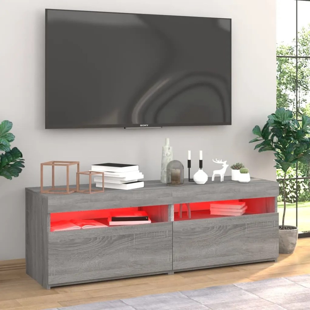 Mobili tv con luci led 2 pz grigio sonoma 60x35x40 cm