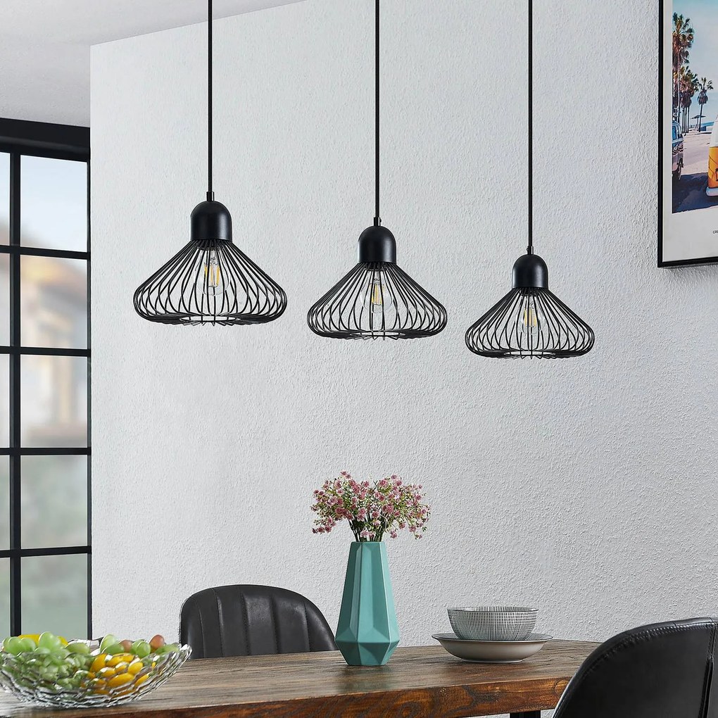 Lampada a sospensione Metehan Lindby, Nero, Soggiorno / Sala da pranzo, Metallo, Lampada a sospensione