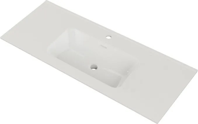 Lavabo a incasso rettangolare vasca centrale Neo Moon L 121 x H 17.5 x P 46 cm in ceramica bianco lucido