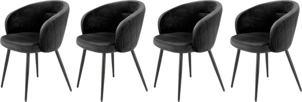 Set di 4 sedie K430 in velluto nero