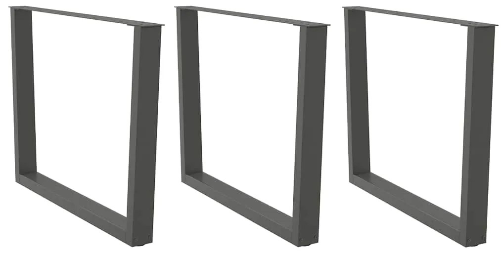 Gambe Tavolo Pranzo A V 3 Pz Antracite 100x(72-73,3)cm Acciaio /