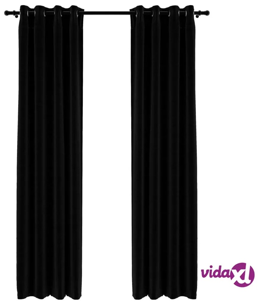 vidaXL Tende Oscuranti Effetto Lino con Occhielli 2pz 140x225cm Nere