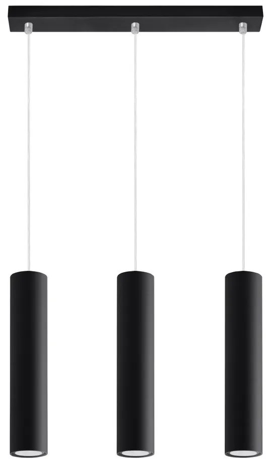 Lampadario nero in metallo Castro – Sollux