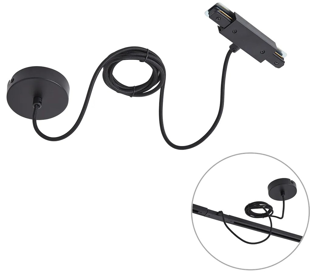 Alimentatore a I per binario monofase con piastra di montaggio rotonda Nero - Iconic