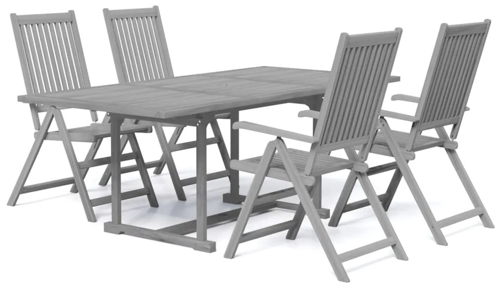 Set da pranzo per giardino 5 pz in legno massello di acacia