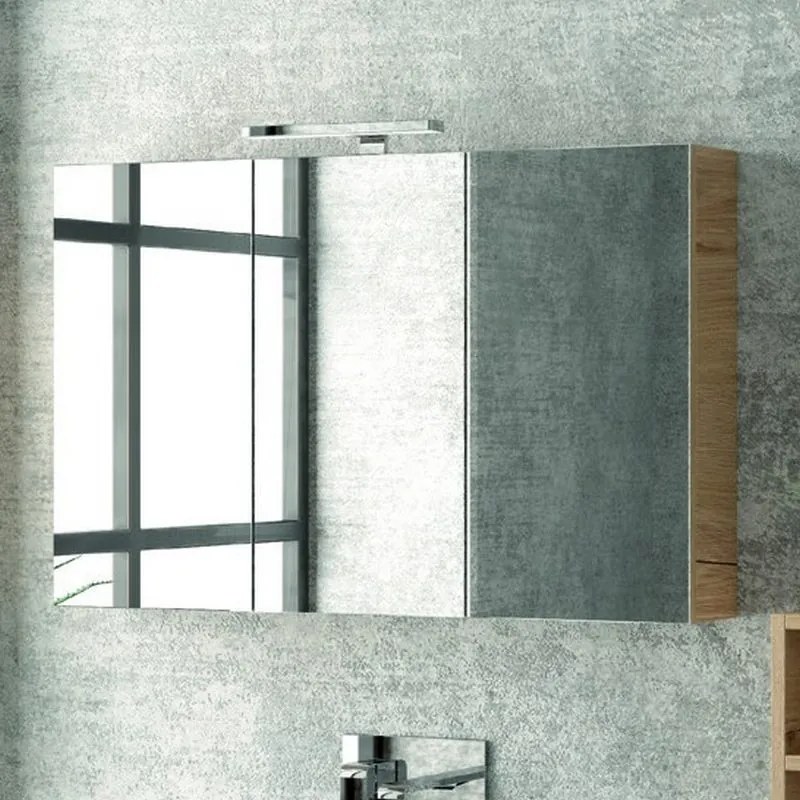 Composizione bagno 100cm sospesa con mobile specchio contenitore e 2 pensili - KAMALU