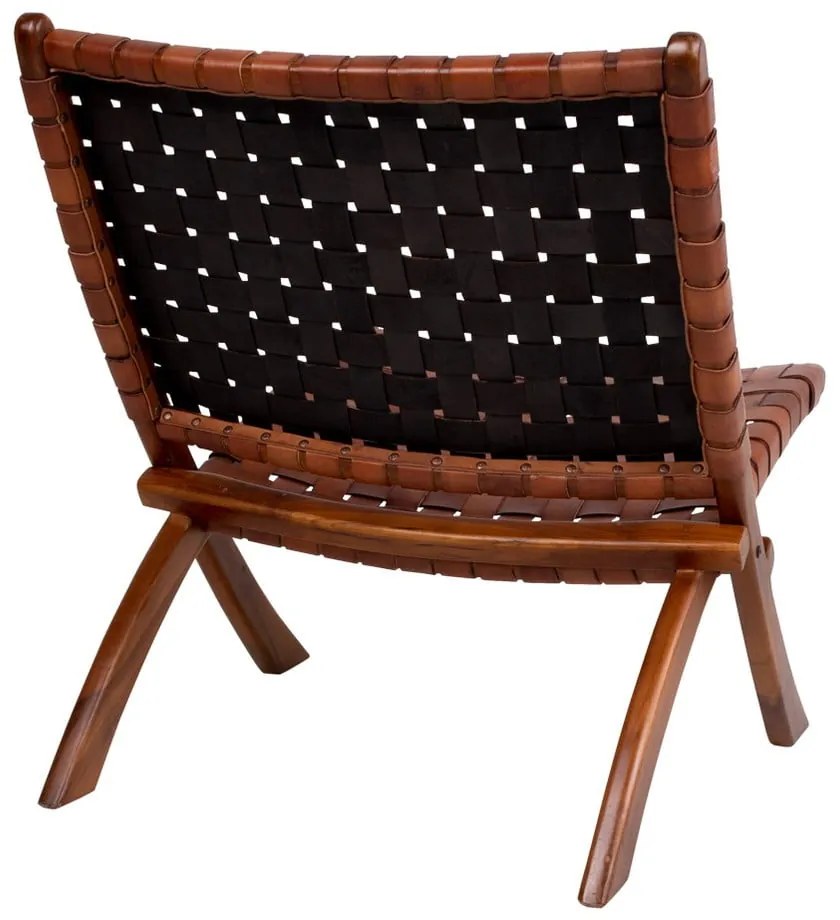 Sedia pieghevole in legno di teak e pelle Montana - House Nordic