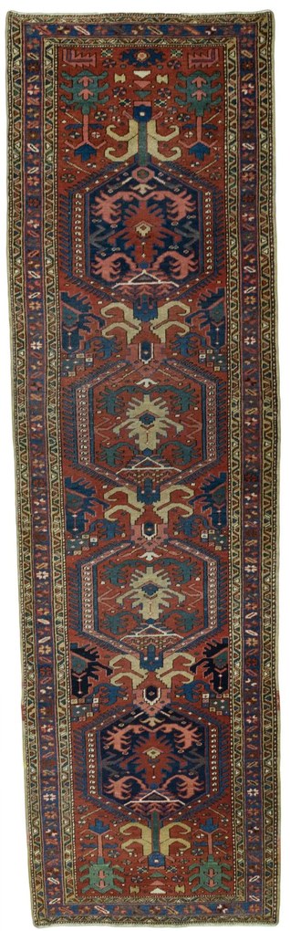 Heriz Tappeto persiano 330x100 Rosso (Iran) Annodato A Mano