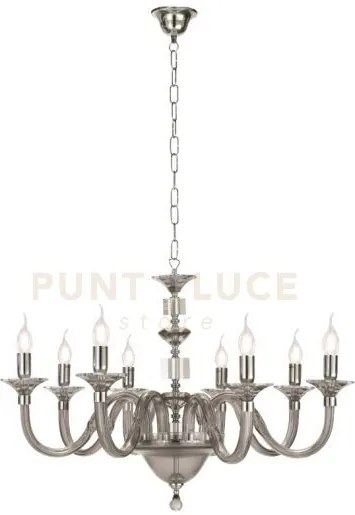 Lampadario gala 8 luci attacco e14 fume' e cromo d.82cm