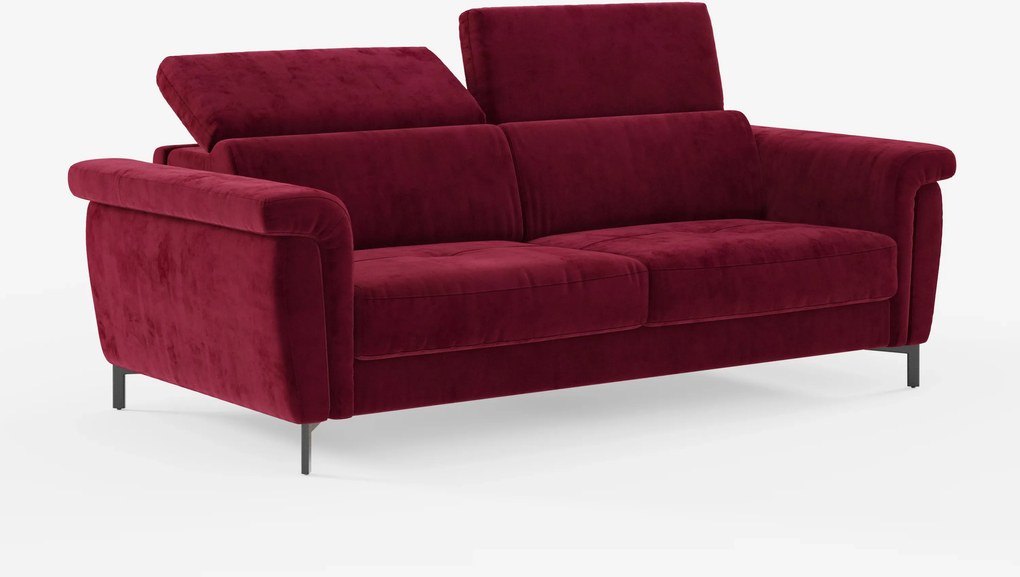 Capri divano letto di design con piedini alti - poggiatesta reclinabili in raffinato tessuto effetto velluto smacchiabile T30