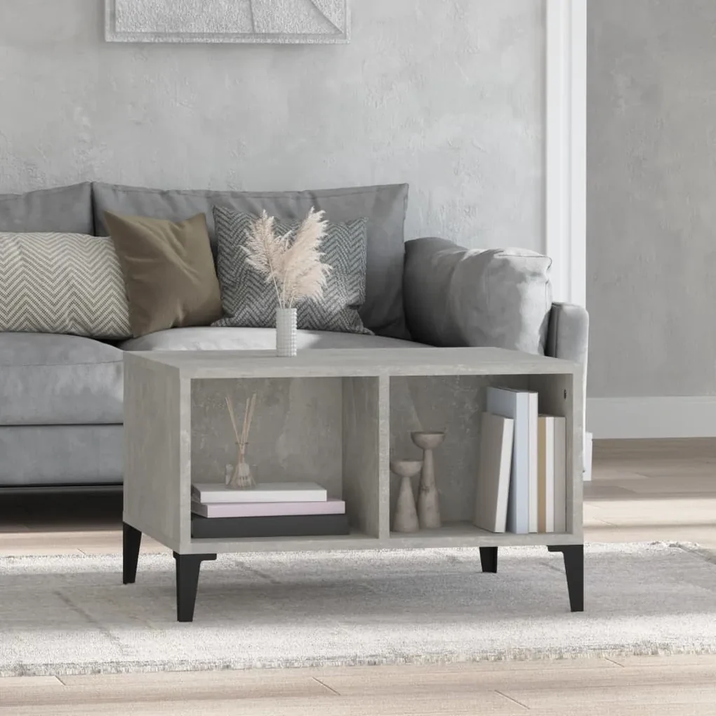 Tavolino salotto grigio cemento 60x50x36,5 cm legno multistrato
