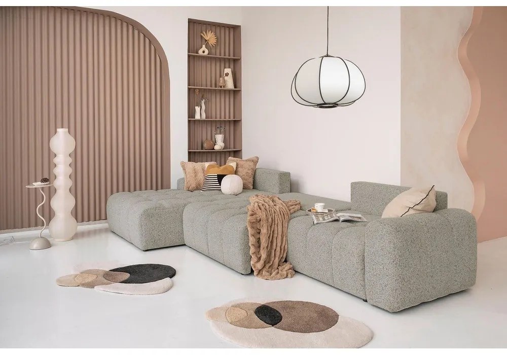 Divano angolare componibile marrone chiaro allungabile/con contenitore (con penisola a sinistra) Lulu – Miuform