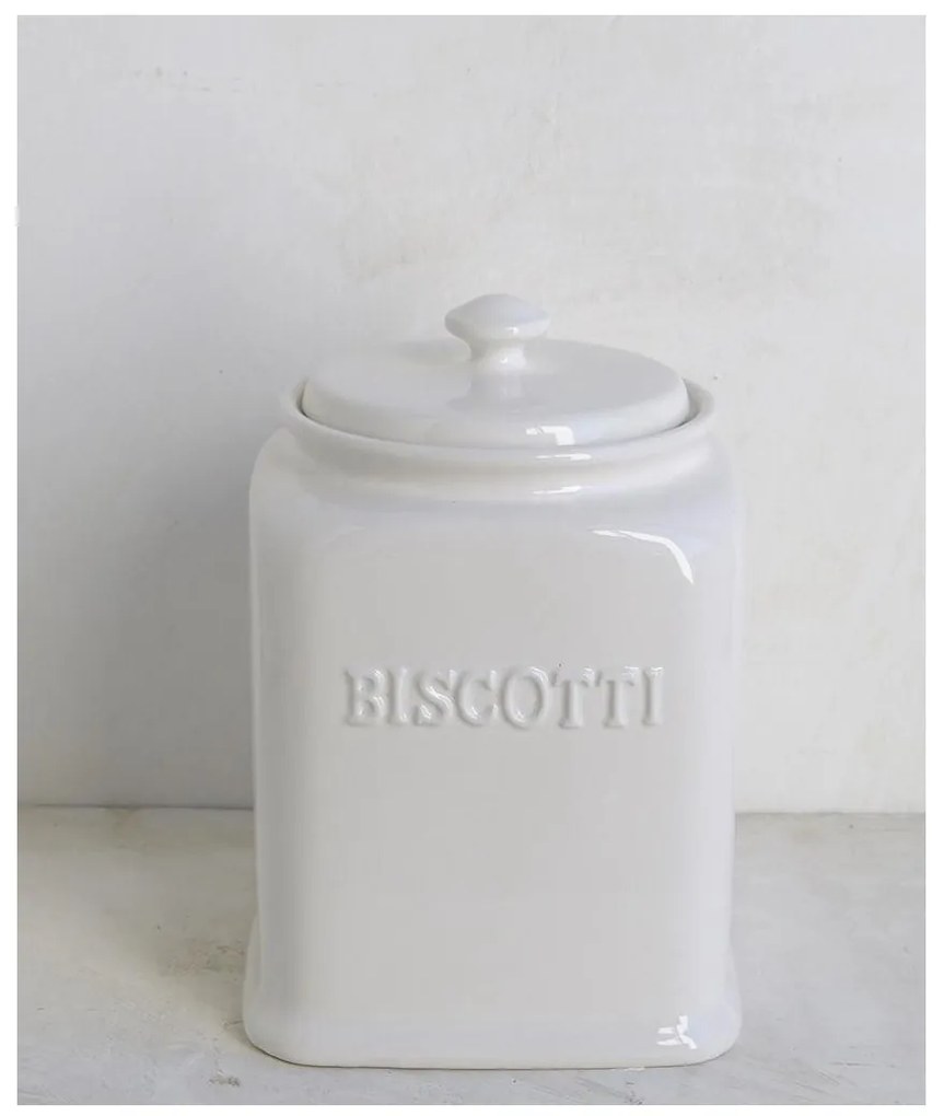 Biscottiera in Ceramica Bianca con Tappo Ermetico