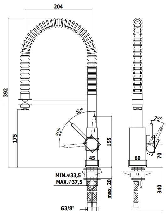 paffoni level lea176 professional miscelatore lavello con braccio girevole cromo